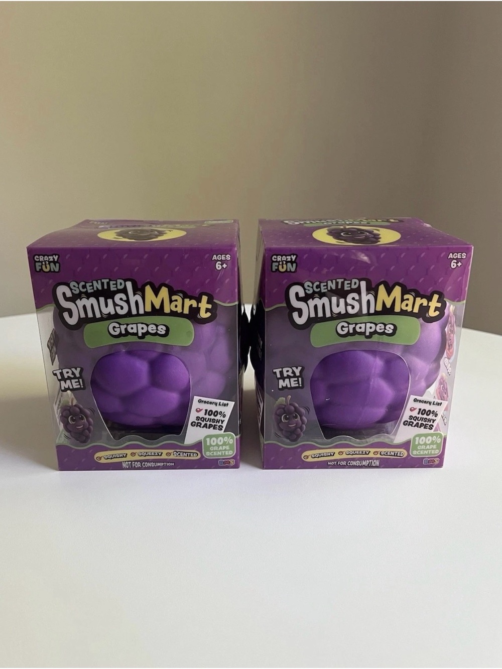 🍇 Lot of 2 Smush Mart Scented Grapes JUMBO VIRAL SQUISHY 6” RMS USA Crazy Fun
